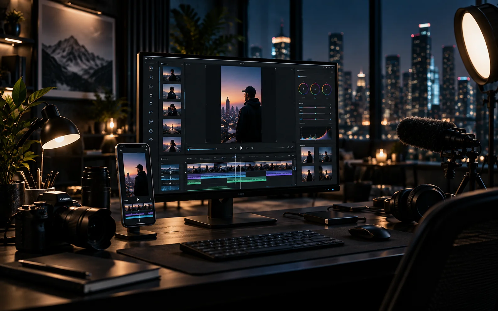 Vertical social media video editing setup for reels and short-form content