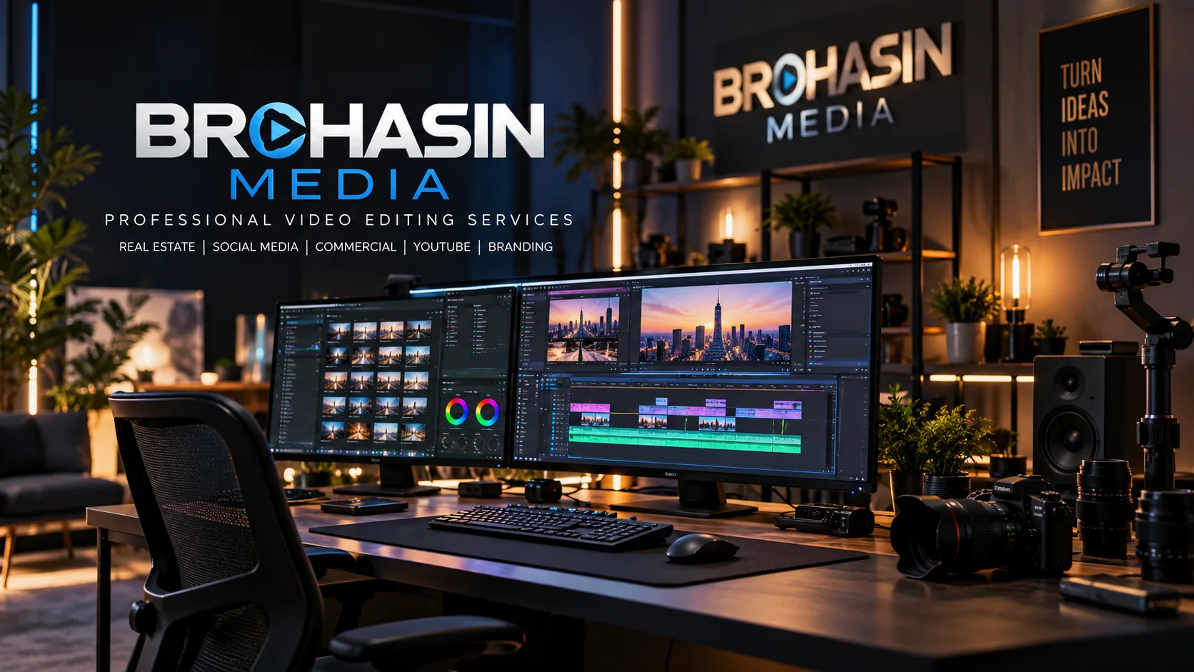 Brohasin Media professional video editing services workspace