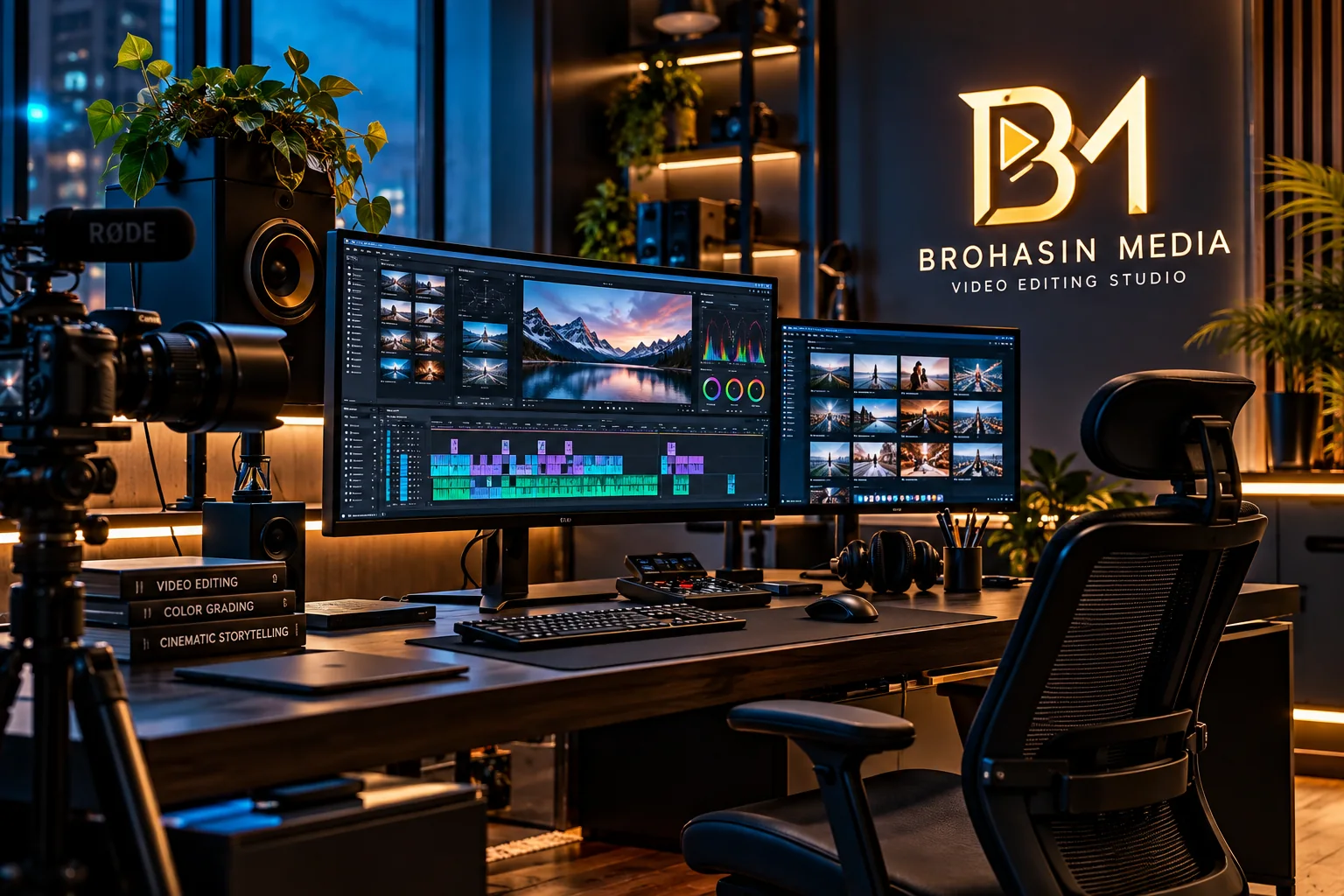 Brohasin Media premium editing and color grading workspace