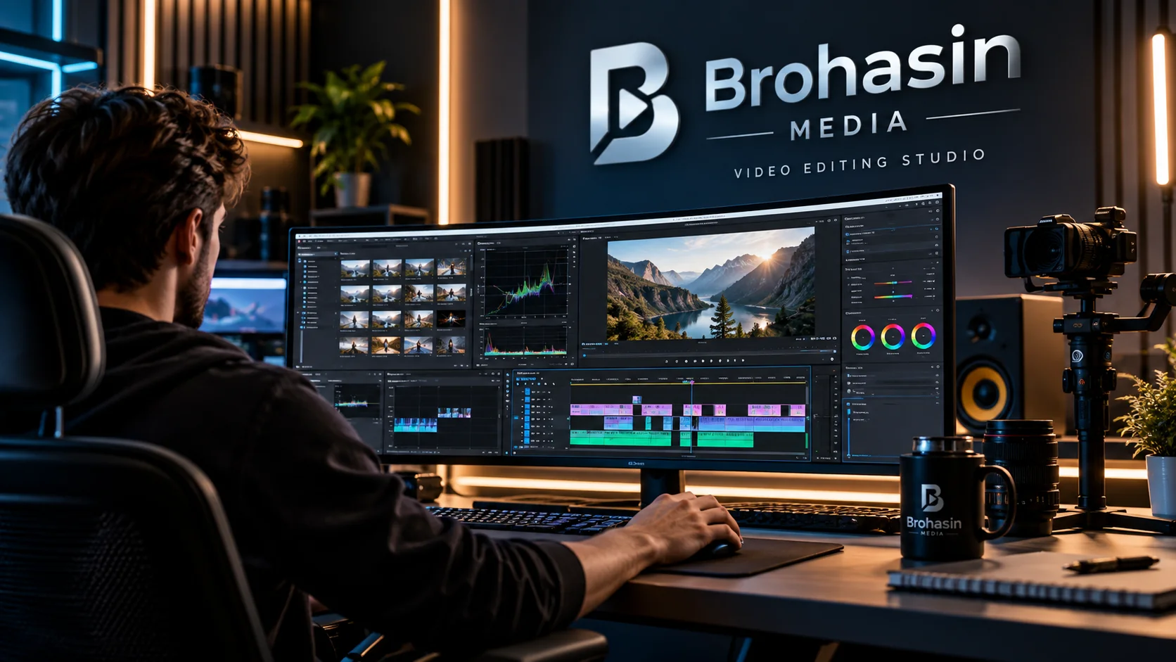 Brohasin Media YouTube video editor workstation
