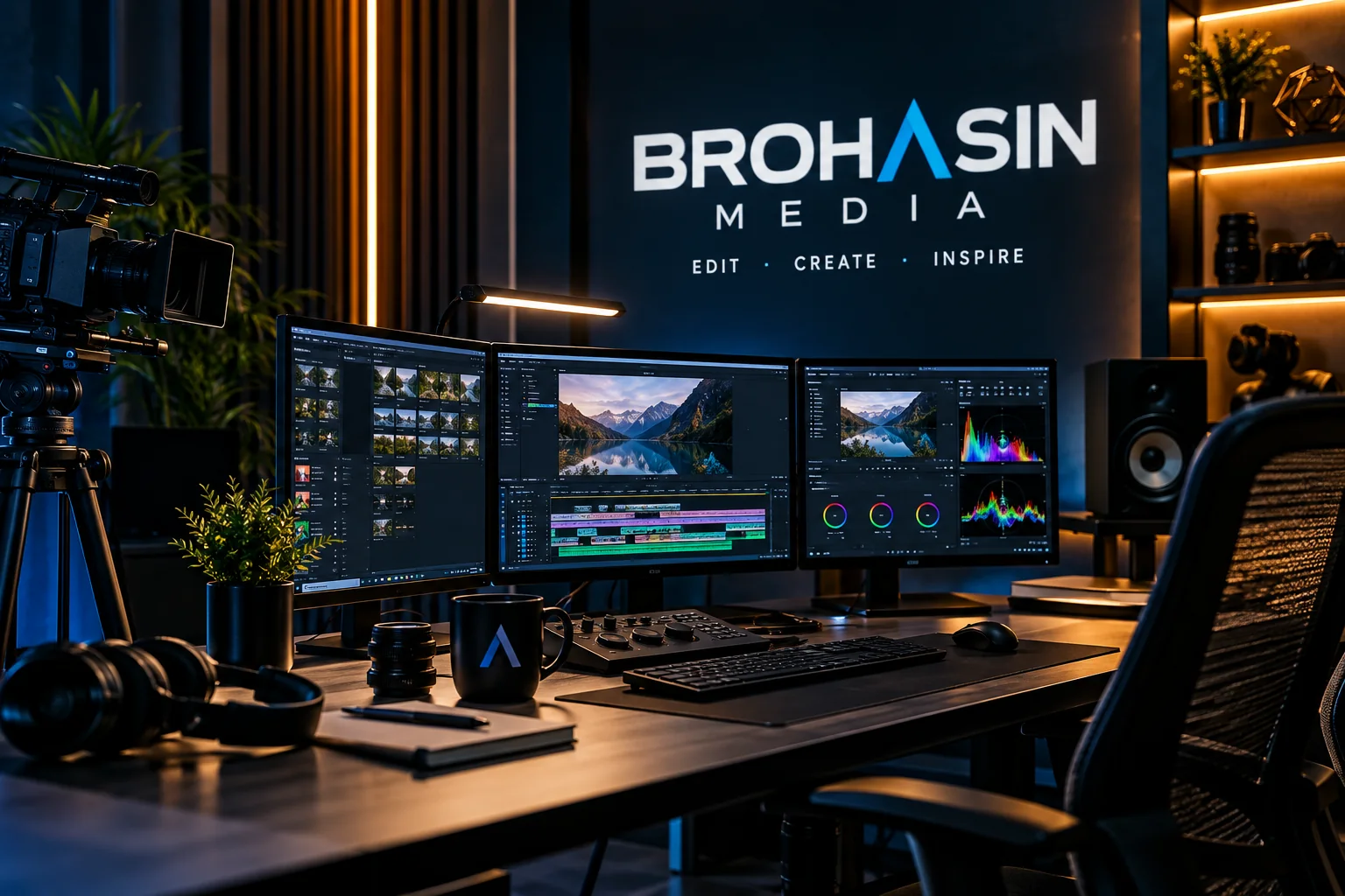 Brohasin Media portfolio editing and color grading suite