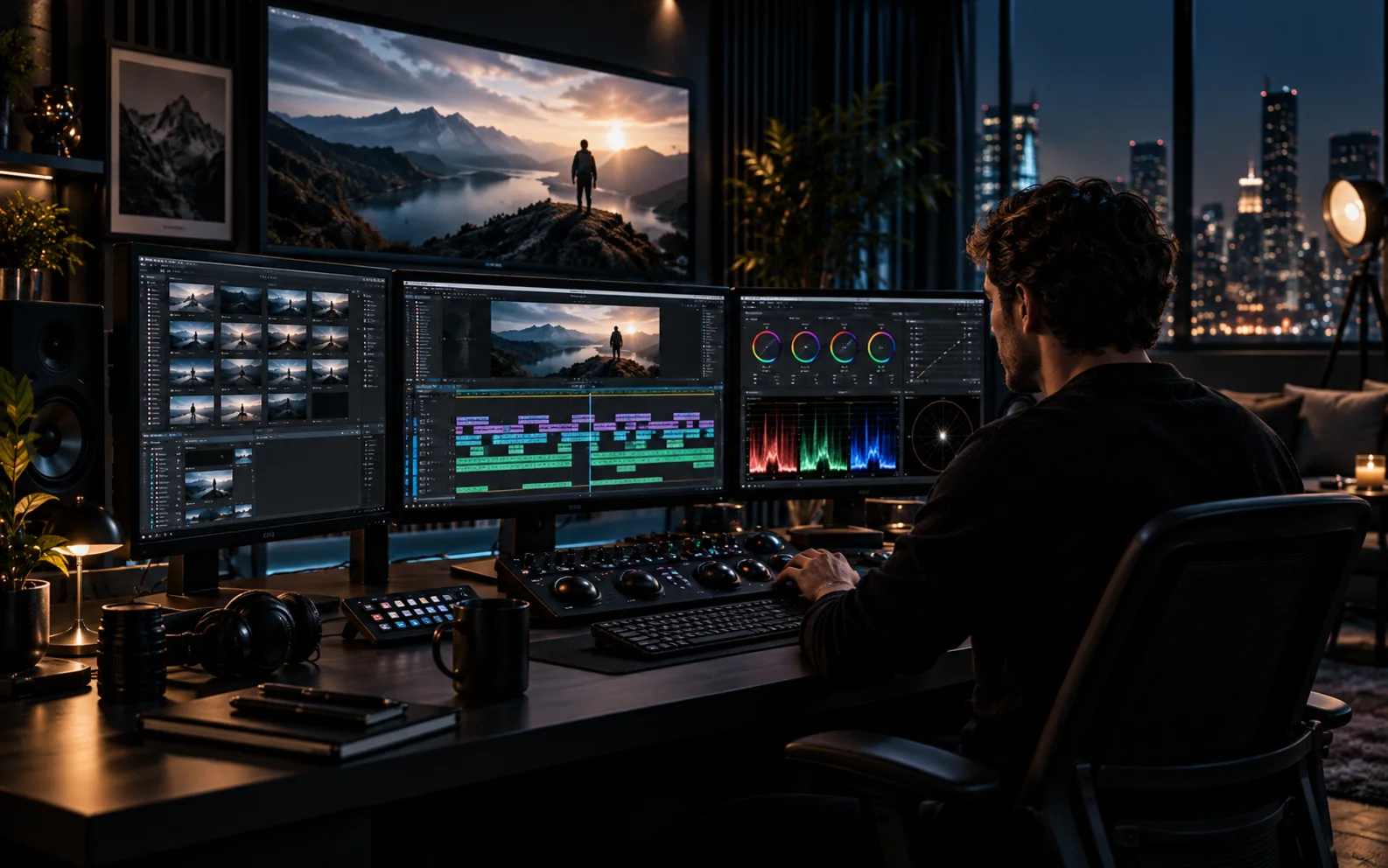 Professional YouTube video editing workstation
